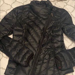 Black Express cross zipper puffer jacket
